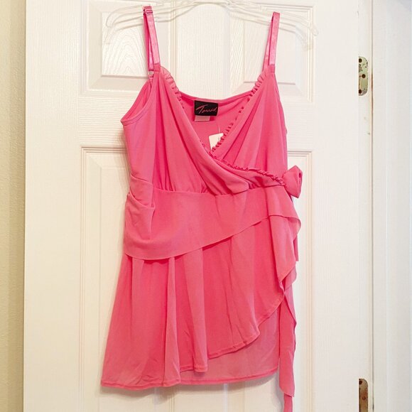 NWT Torrid Pink Surplice Mesh Ruffle Cami Size 3 - Picture 2 of 3